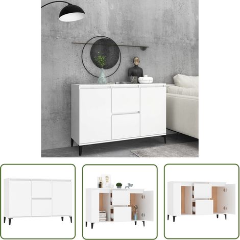 The Living Store Sideboard Weiß 104x35x70 cm Holzwerkstoff - Industrielles Sideboard - Weißes Sideboard - Wohnzimmer Möbel - Schubladenschrank - Regal (1/5)