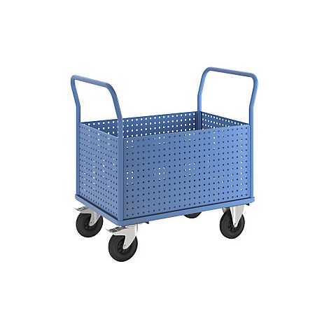 eurokraft pro Carrello a pianale con 4 pareti alte in lamiera (1/2)