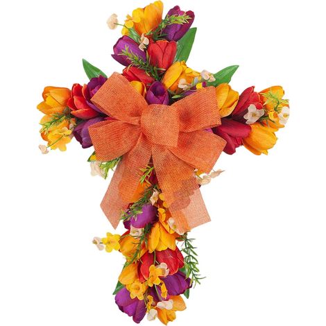 Guirlande De Pâques - Couronne En Bois Simulé Pour Porte Et Mur - Décoration Intérieure Extérieure - 1 Pièce (1/5)