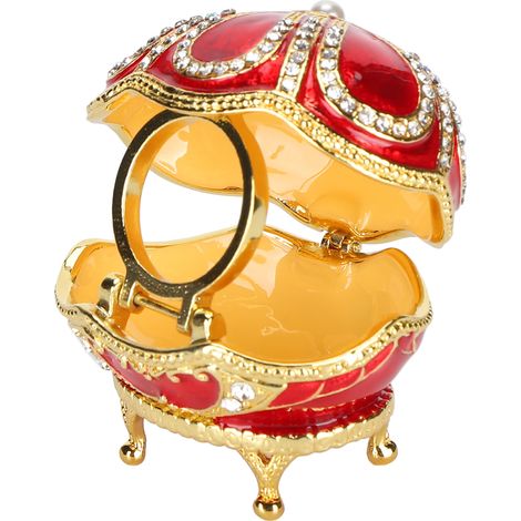 Zinc Alloy Mini Recumbent Egg Type Trinket Jewelry Storage Box Furnishings Souvenirs (1/5)