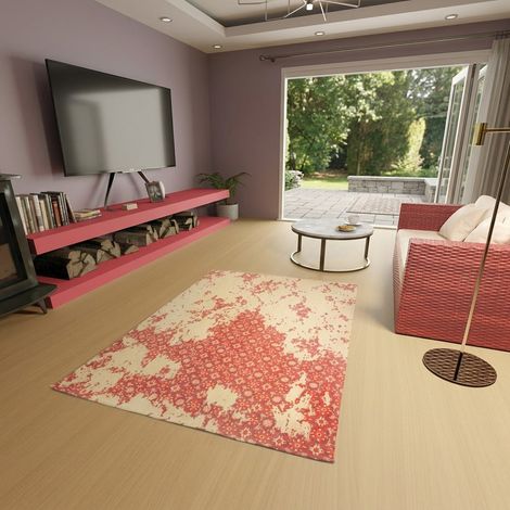 Tapis vintage Comet - Tapis vintage - 300x200cm, Rectangular - 100% Viscose - Tufté main - Rouge