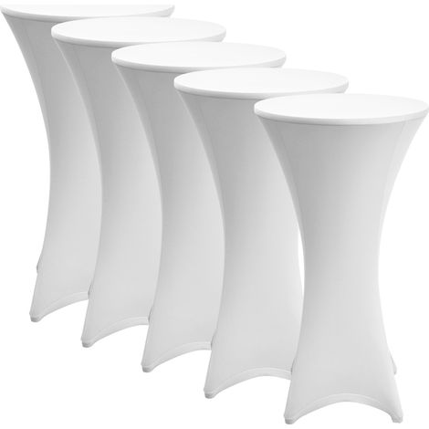 Stretch Housse pour table haute de bistrot, Ø60-65cm, blanc, set de 5 pièces