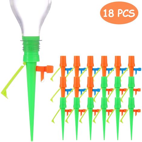 Sistema de riego automático de 18 pulgadas, riego por goteo ajustable de 0 a 60 segundos, instalación sin herramientas, para jardines interiores y exteriores. (1/5)