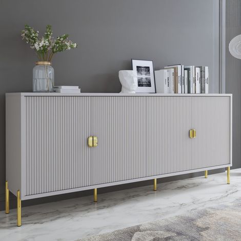 Credenza Arpina, Madia Cassetti, 4 Ripiani, Apertura Battente, 203x49x83h cm Beige (1/3)