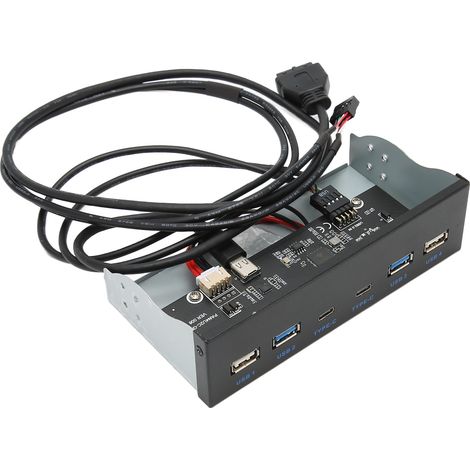 Connecteur USB 3.1 en façade, puce GL3523, haute vitesse 5 Gbit/s, 6 ports, 19 broches vers Type C, pour ordinateurs de bureau, emplacement lecteur optique 2U3, 2U2, 2C, 19 broches. (1/5)