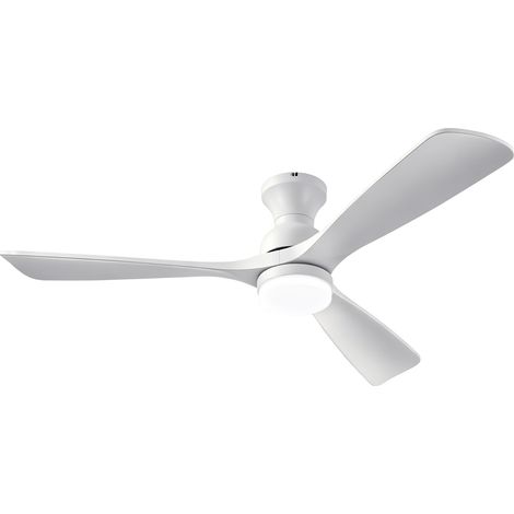Ventilateur de Plafond avec Lumières 132 cm Silencieux CC LED à Intensité Variable Télécommande Mode Été/Hiver Bois Blanc (1/5)