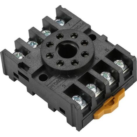 Base De Relais - 8 Broches Rondes - 220 V Ac - Montage Sur Rail - PF083A Noir (1/5)