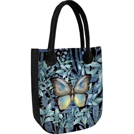 Borsa shopper da donna City in feltro color antracite, stampa Emanuel, in feltro ecologico, con cerniera, adatta per formato A4, portata fino a 10 kg, produzione polacca, Arco Design. (1/5)