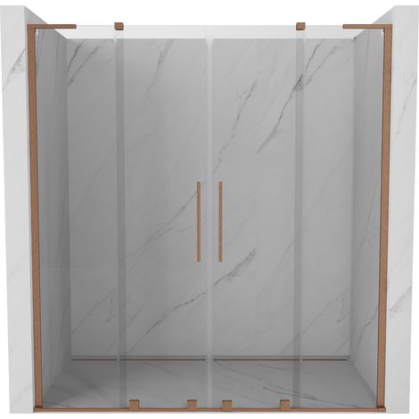 Mexen Velar L Duo porta doccia scorrevole 170 cm, trasparente, rame spazzolato - 871-170-003-02-65 (1/5)
