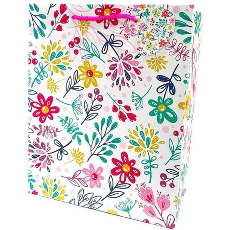 Bolsa decorativa mate de 26x32x12cm con flores