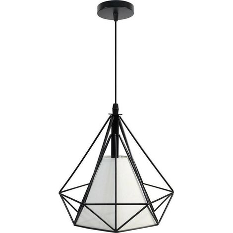 TRADE SHOP - Lampadario Diamante Da Soffitto Sospeso Pendente Moderno Plafoniera E27 B20 - Nero (1/2)