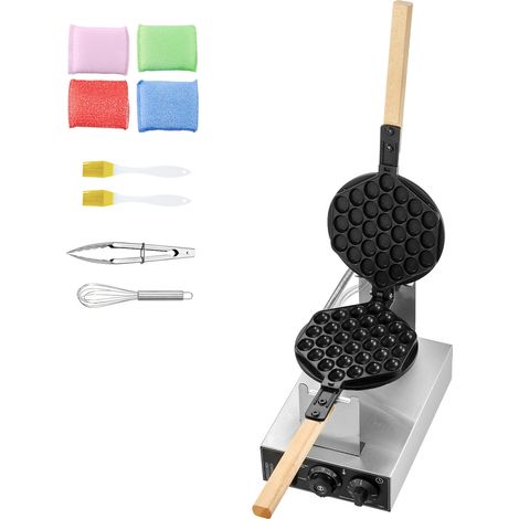 Mophorn Máquina para hacer waffles con burbujas de uso comercial : cree deliciosas delicias La máquina de 1400 W hornea panqueques de huevo antiadherentes, gira 180°