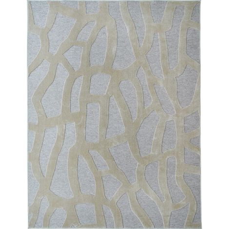 ALMA TOILE - Tapis relief graphique beige 160x230 (1/5)