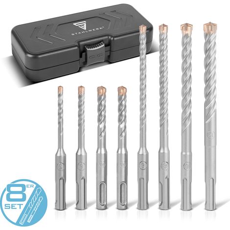STAHLWERK SDS-Plus-Bohrer Set 8-teilig, 5-12 mm mit Box Ideal für Stein Beton (1/5)