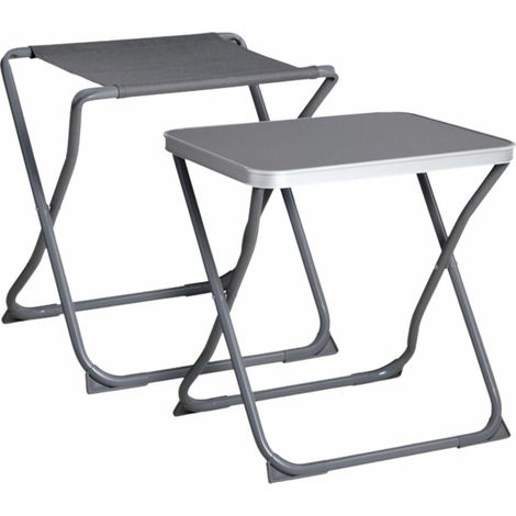 Sgabello da campeggio pieghevole 2 in 1 con tavolino integrato