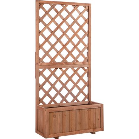Hochbeet,Pflanzkasten mit Rankgitter, Blumenkasten, Rosenbogen mit Rankhilfe für Kletterpflanzen, Holz, Natur, 72,5x31,5x149,5cm