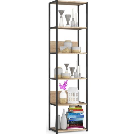 Scaffale stilo loft con ripiani in legno 50 cm Nera, Quercia Sonoma 50x32x192 cm (1/5)
