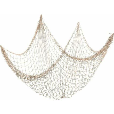 Filet De Pêche - Coton Naturel - Décoration Murale Intérieur Extérieur - Salon Salle De Bain Jardin - 2 M X 1 5 M (1/5)