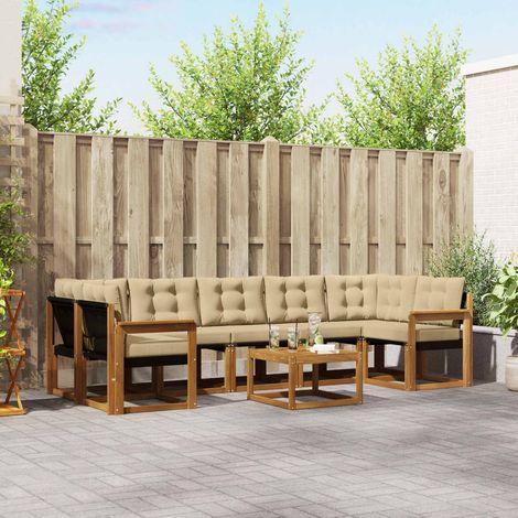 vidaXL Outdoor-Sofagarnitur mit Kissen 8 pcs Natur und Beige (1/5)