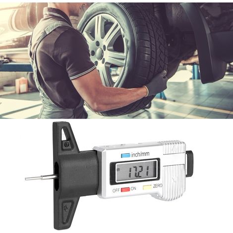 Jauge de profondeur de filetage de roue 025,4 mm/1 pouce, pour pneus de voiture, usage multiple, blanche (1/5)