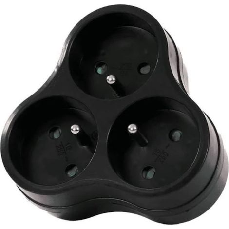 Dreifach-Steckdosenleiste (3-fach) 16A, schwarz – kompakter Mehrfachsteckdosenadapter GAO