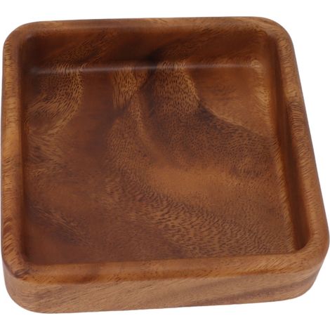 Assiette à fruits en noyer, plateau de service en bois élégant et lisse pour snacks, fruits, noix, ustensiles de cuisine, carré 15x15cm (1/5)