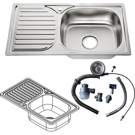 Fregadero de cocina de Acero inoxidable plano encastrado con un seno Lavamanos empotrado Accesorios para fregadero (1/5)