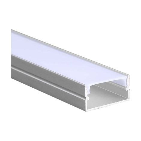 Kit Profilo Alluminio lineare per striscia LED 220V con copertura opaca- 2m, 4 tappi e 4 supporti