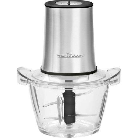 Proficook MZ 1150 Multifunktions-Elektrohacker, Zerkleinerer, 2 Geschwindigkeiten, 2 oder 4 einstellbare Edelstahlklingen, hacken, zerkleinern, mahlen, pulverisieren, 1 Liter Fassungsvermögen, widerst