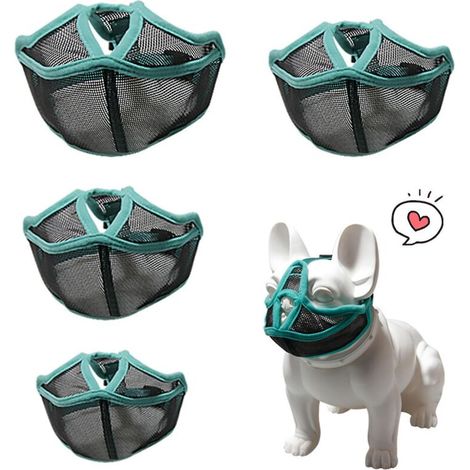 Muselière pour chien à museau court, ajustable, en maille respirante, pour bouledogue français et carlin - Taille S - Noir (1/5)