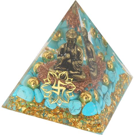 Pyramide aus Kristall-Epoxidharz, sitzender, meditativer Buddha, handgefertigte Dekoration mit Perlschaumverpackung (1/5)