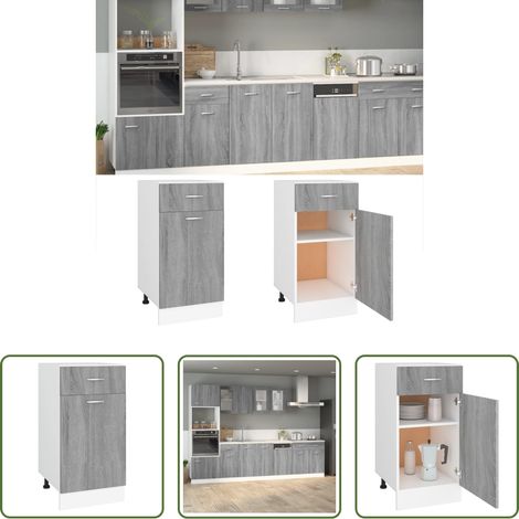 Rangement cuisine - Armoire à tiroirs inférieure "Lyon" Gris Sonoma 40 x 46 x 81,5 cm Bois d'ingénierie (1/5)