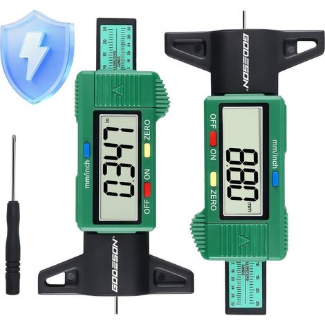 Digitaler Reifenprofiltiefenmesser 2er-Set, 0-25.4mm, LCD, mm/Zoll umschaltbar (1/5)