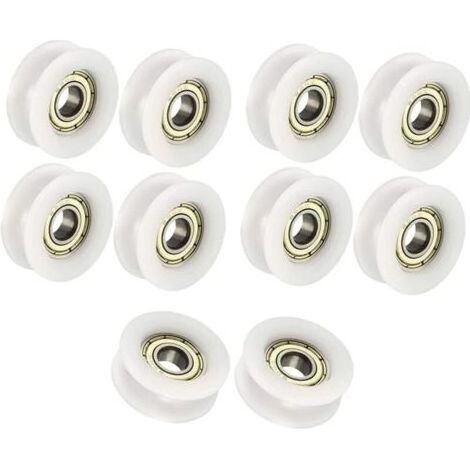 6x24x9mm Blanc U Shape Groove Guide Poulie Roulement À Billes Pour Meubles Poulie Pack De 10 (1/4)