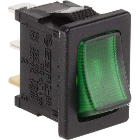 Interrupteur à bascule Vert Unipolaire à une direction On-None-Off lumineux ( Prix pour 1 )