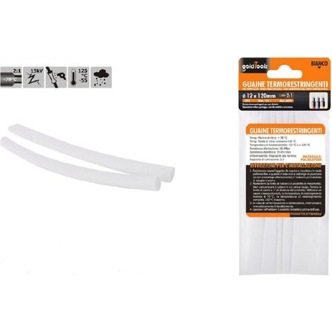 Kaela - Set 10 Pz Guaine Termorestringenti Termoretrattili Bianche 12x120 Mm Cavi 57071 - (1/2)