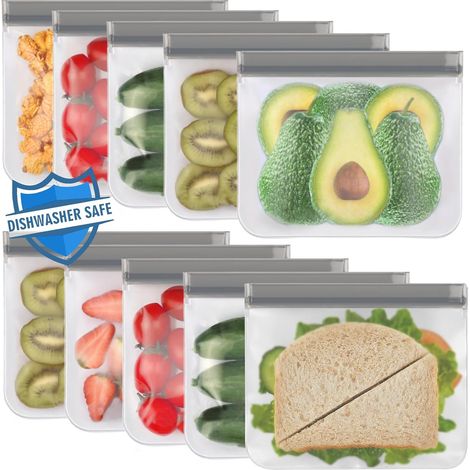 Dishwasher Safe Reusable Freezer Bags, Pack of 10 (1/5)