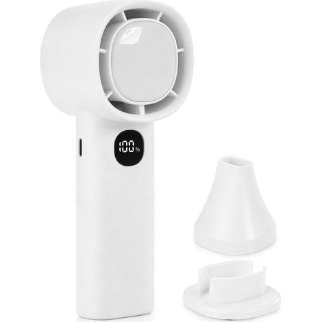 Mini Ventilateur Portatif rechargeable par USB - Petit Ventilateur de Poche 5 Vitesses avec Base, 3000mAh Ventilateur à main pour Camping, Bureau, Extérieur, Voyage Blanc (1/5)