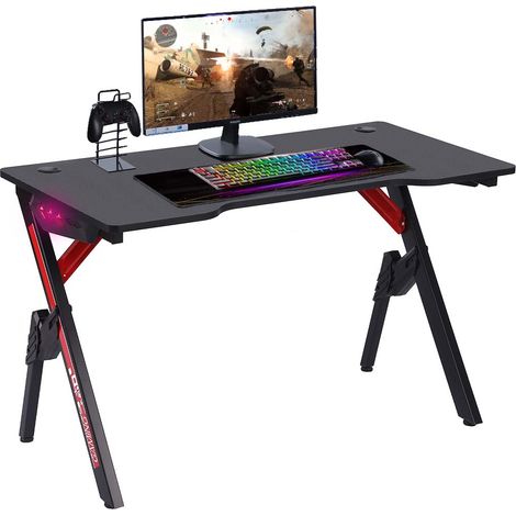 Scrivania Gaming Porta Pc Computer con Luci LED RGB e Tappetino Mouse Pad 80x30 (1/4)