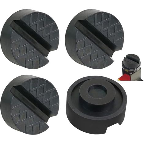 Set mit 4 10-mm-Antirutsch-Gummipads für Wagenheber, V-Nut-Rahmenschutz für Fahrzeughebevorrichtungen, robuste schwarze Hebepunktadapter (1/5)