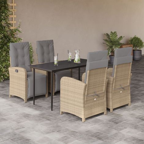Set comedor de jardín 5 pzas con cojines ratán sintético beige vidaXL (1/5)