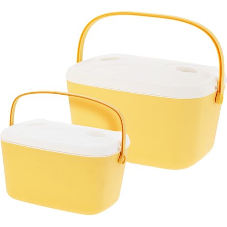 Set di 2 Frigo Box Portatili, Capacità 15L / 30L, Compatti, Resistenti e Isolanti -Beige (1/3)