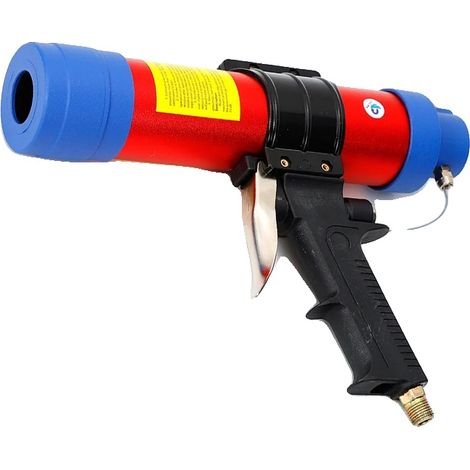 Pistola neumática para calafateo, accionada por aire, compatible con cartuchos de 310 ml, color azul. (1/2)