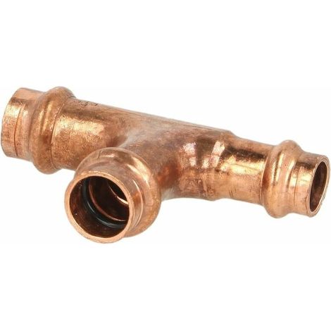 Raccord à sertir cuivre té réduit 15 x 15 x 12 mm contour V