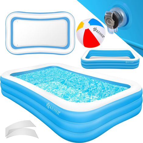 KESSER® Piscina hinchable  piscina familiar para niños y adultos  para niños  con agujeros de drenaje  Azul claro, 2,4 metros