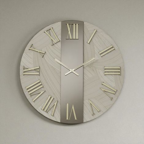 Orologio rotondo D80 cm BILLY in legno rivestito con parato e vetro Bronzo (1/4)