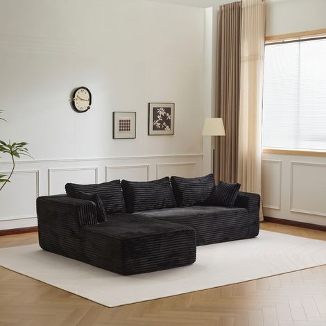 Ecksofa Modernes Samtcord Schlafsofa, Sofa klein L-Form Couch