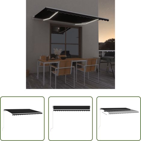 Sonnenschutz -  Markise Manuell Einziehbar mit LED 400x300 cm Anthrazit (1/5)