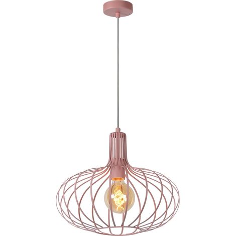 Suspension Lucide Merlina métal E27 60W rose Ø38 IP20 (1/2)