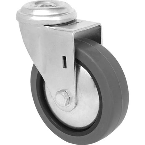 Roue de Mobilier 60mm Caoutchouc Gris Support Zincé (1/2)